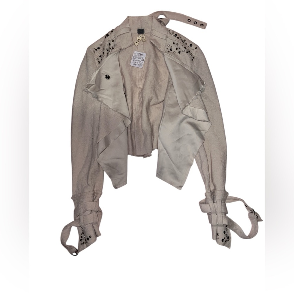 We the Free women's cream off-white ivory wool jacket with studded details